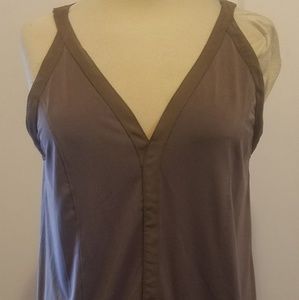 Banana Republic Taupe Sleeveless Ruffle Hem Top